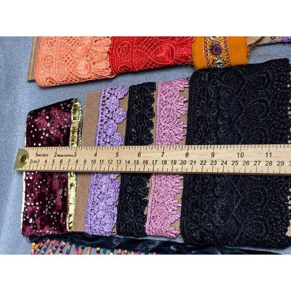 24 yds 15" Assorted Lace & Trim Fabric Bundle - Various Colors & Patterns - Picture 8 of 16